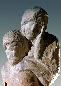 Rondanini Pietà, detail van de hoofden van Christus en Maria